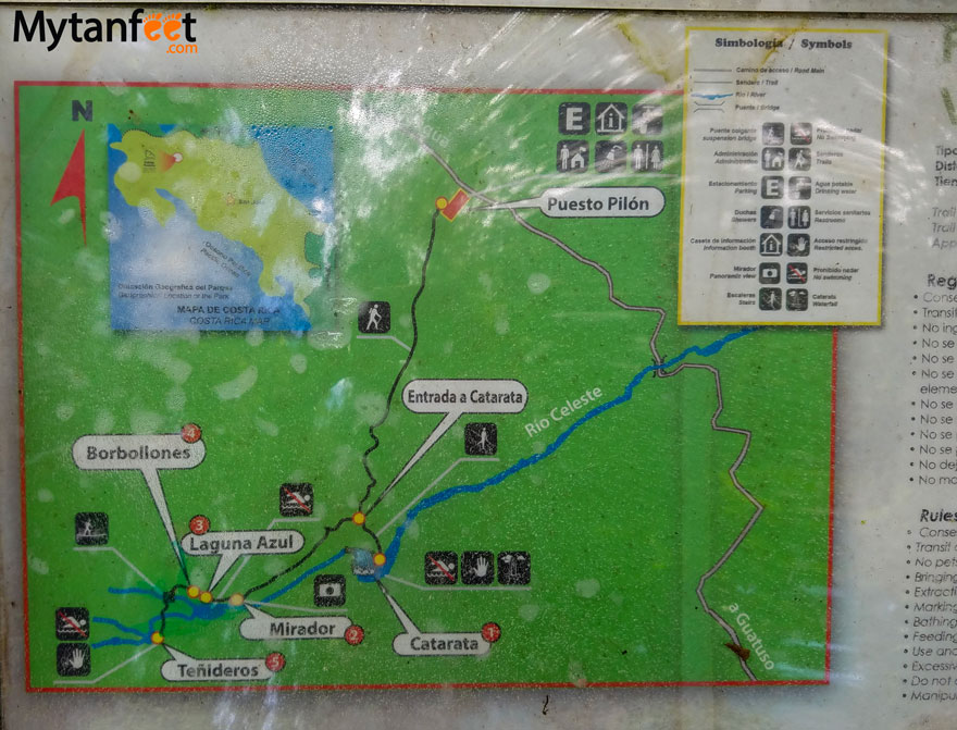 Rio Celeste trail map