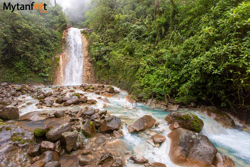 Blue falls of Costa Rica waterfall
