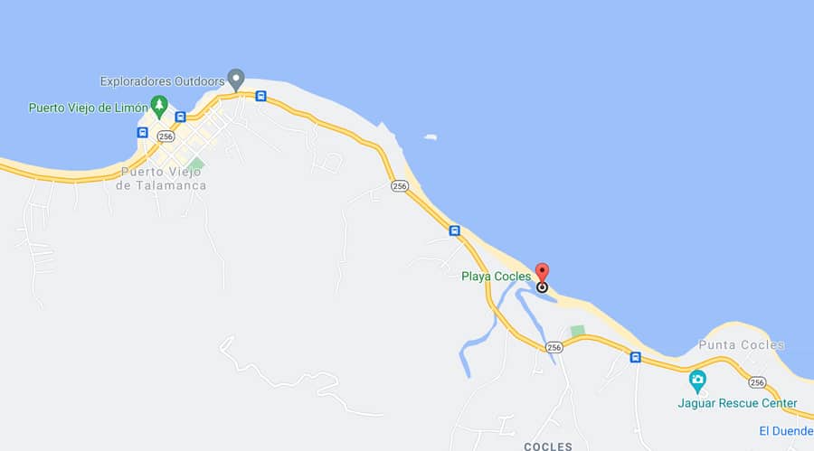 Playa Cocles map