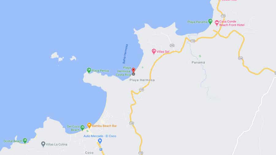 Playa Hermosa Guanacaste map